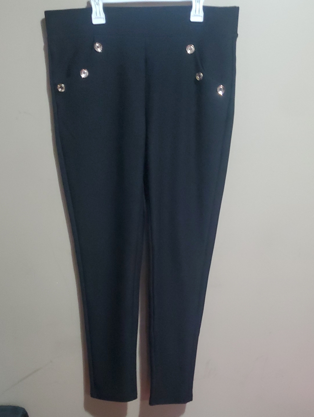 Hype Black High-Waist Skinny Pants with Decorative Buttons Size 1X